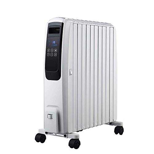 Wsjfc Digital Oil Filled Radiator, Remote Control 2200W 10 Fin – Portable Electric Heater with LED Display, Built-In Timer, 4 Heat Settings, Thermostat, Safety Cut-Off,White
