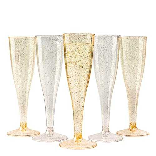 Matana - 120 Premium Multi-Use Plastic Silver & Gold Champagne Flutes - 150ml