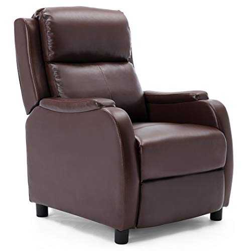 More4Homes CHURWELL BONDED LEATHER PUSHBACK RECLINER ARMCHAIR SOFA CINEMA CHAIR RECLINING(Brown)
