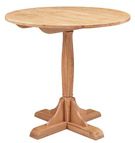 Hallowood Waverly Small Round Bistro Dining Table in Light Oak Finish | Solid Wooden Kitchen Dinner, WAV-RTAB800