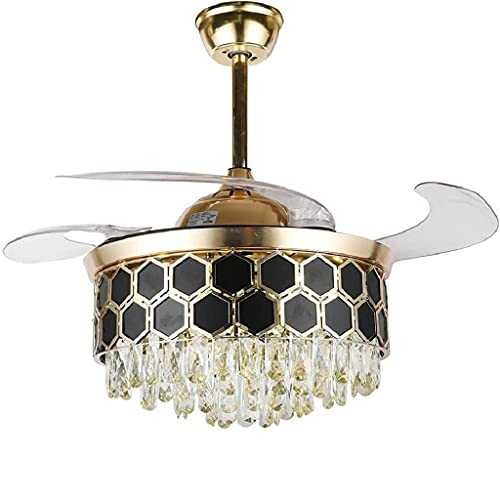 AIfupyi 42 Inches Crystal Retractable Ceiling Fan with Lights, Modern Crystal Chandelier 3 Color Changes Lighting Fixture for Dining Room Bedroom