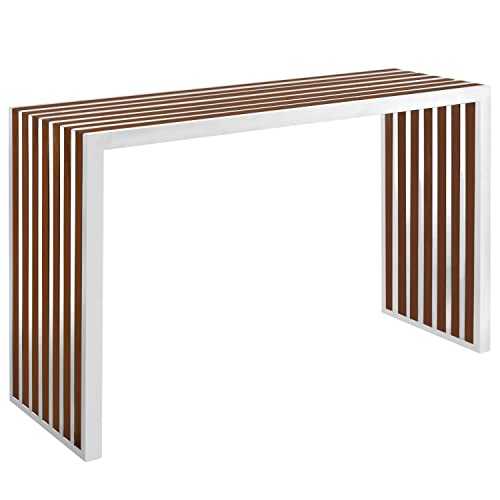 Modway Gridiron Wood Inlay Console Table in Walnut