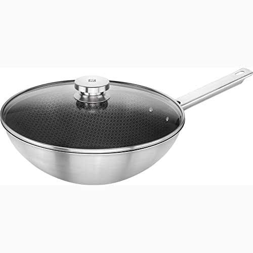 Joy Plus 12-inch Stainless Steel Nonstick Wok with Lid