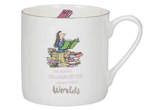 Creative Tops Roald Dahl Large Mug with Matilda Illustration and Silver Rim, Bone China, White/Multi-Colour, 11 x 11 x 8.5 cm