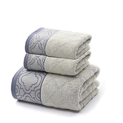 XQWLP Soft Towels Set 100% Cotton Towels Highly Absorbent Hotel Quality for Bathroom. Gray,Brown,Dark Blue (Color : A, Size : As Shown)