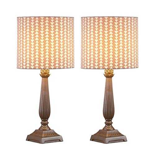 Desk Lamp for Living Room Bedroom Bedside Table Lamps Traditional Nightstand Lamps Set of 2 with Fabric Shade Bedside Desk Lamps for Bedroom Living Room Office Kids Room Girls Room Dorm 16.9 Inches Be