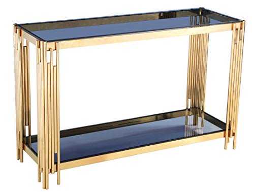 Cleveland Grey Glass Console Table Gold, Modern Console Table, Hallway Console Table, 1000W x 300D x 750Hmm, Living Room Console Table, Living Room And Hallway Furniture