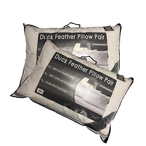 NIGHTS Hotel Quality 100% Duck Feather Pillow Pair Soft Extra Filling Pillow (Pack OF 2)