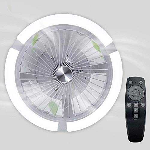 LINGJIANG Modern Ceiling Fan with Lights Invisible Acrylic Blade Remote Control Stepless Dimming Adjustment Enclosed Low Profile Fan Semi-Recessed Rnstallation Ceiling Light Children's Bedroom