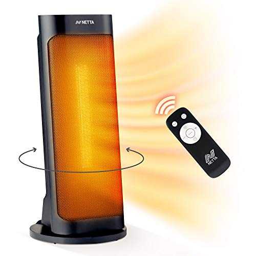 NETTA 2000W Ceramic Heater Oscillating Tower Fast Quiet Portable Heater with Remote Control and Timer, Black