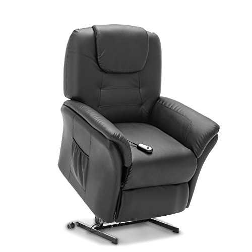 More4Homes WINDSOR ELECTRIC RISE RECLINER BONDED LEATHER ARMCHAIR SOFA HOME LOUNGE CHAIR (Black)