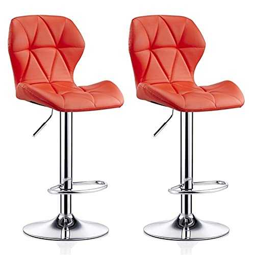 qddan Set Of 2 Swivel Bar Stool Seat Counter Height Barstools Adjustable Height Bar Chairs Breakfast Dining Stools (Color : Red)