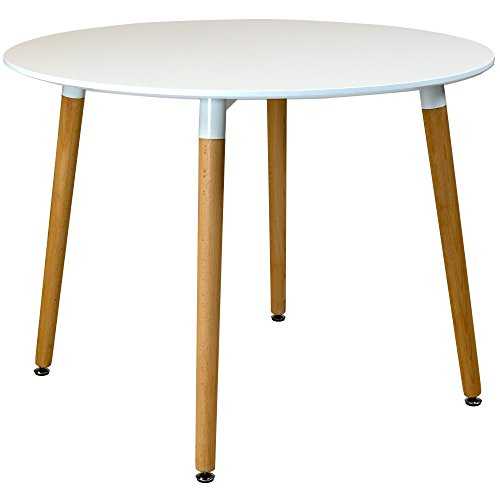 Charles Jacobs 100cm Circular Dining Table With White Tabletop and Solid Beech Wood Legs
