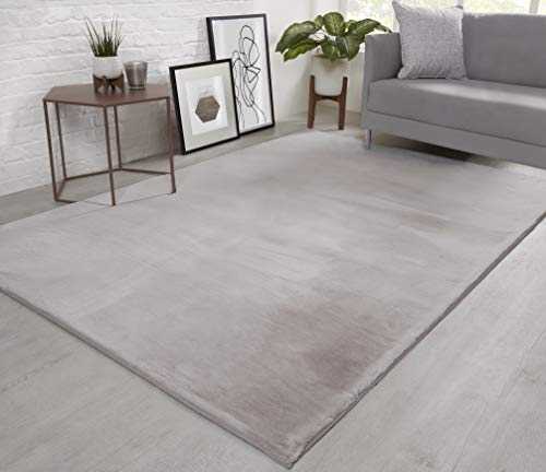 viceroy bedding NATURAL FAUX RABBIT Rug Ultra Soft Plush Extra Large Rugs Living Room Wool Shaggy Fluffy 26mm Thick Pile Height Modern Area Rugs - (Silver Light Grey, 160cm x 230cm (5.5ft x 7.5ft))