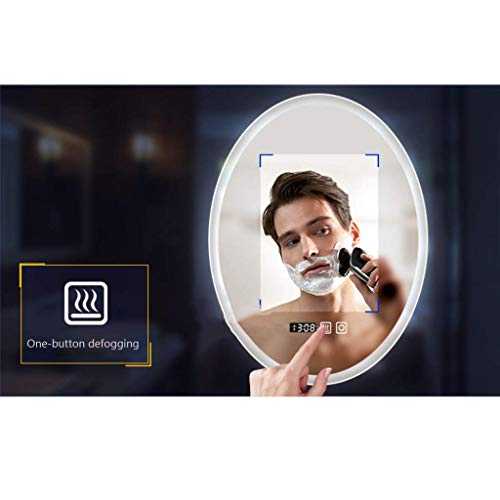 MU Household Makeup Mirror Anti-Fog Bathroom Mirror Frameless Makeup Beauty Mirror Led Wall-Mounted Touch + Time Temperature + Defogging,White Light,70 * 90cm