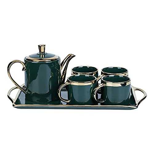XCTLZG Porcelain Tea Sets, Tea Set for Adults Tea Sets for Afternoon Tea One Teapot, 4 Coffee Cups for Household,6Pieces