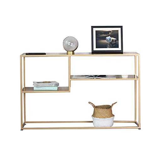OuPai Table Console Table ，Entrance Frame Iron Art Multi-layer Storage Rack Display Stand Bookshelf Livingroom Sofa Table 30 × 9 × 29 Inch for Living Room Bedroom (Color : Gold)
