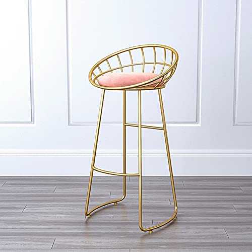 Pingsuo Iron Tall Barstool Pub Metal Barstools Counter Height Chairs Metal Footrest High Stools Kitchen Dining Breakfast Stool with Flannel Seat Cushion (Color : Gold, Size : 45CM)
