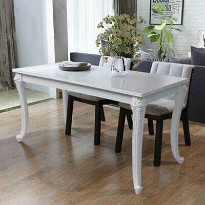 Dining Table Glossy White 116 x 66 x 76 cm Rectangular Dining Table for Kitchen Living Room