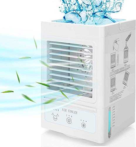 Portable Air Cooler Unit Mobile Air Conditioner 5000mAh Rechargeable Battery 60°/120°Auto Oscillation Evaporative Cooler Humidifier Purifier Spray Personal Air Cooling Fan for Bedroom Office Desk Dorm