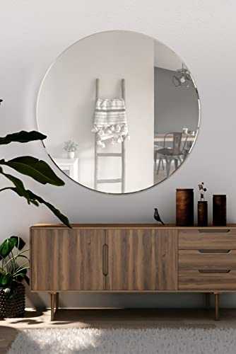 MirrorOutlet YC094 All Glass Bevelled Classic Design Round Mirror 100 x 100CM 3ft3 x 3ft3