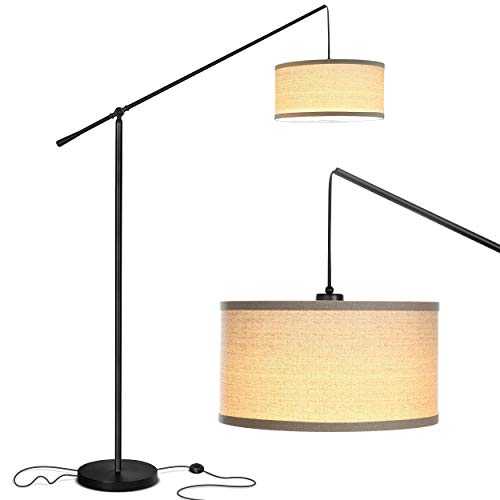 Brightech Hudson 2 - Contemporary Arc Floor Lamp Hangs Over The Couch from Behind - Large, Standing Pendant Light - Mid Century Modern Living Room Lamp - with LED Bulb - Jet Black