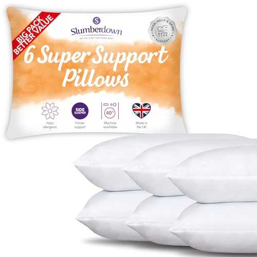 Slumberdown Super Support White Pillows 6 Pack Firm Support Designed for Back and Side Sleepers Bed Pillows