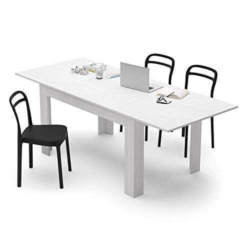 Mobili Fiver, White Ash extendable dining table, Easy, Laminate-finished, Made in Italy