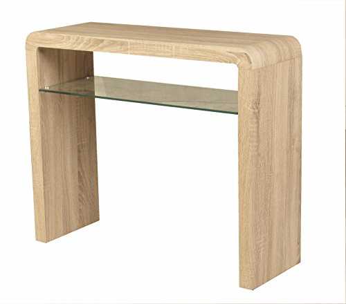 Malmo Oak Console Table with Shelf - Oak Hall Table - Finish : Light Oak - Tempered Glass - Living Room Furniture - Hallway Furniture