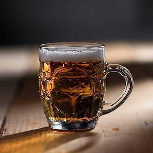 bar@drinkstuff Half Pint Dimple Mug with Window 10oz / 285ml - Set of 4 - Traditional Beer Tankards, Beer Mugs