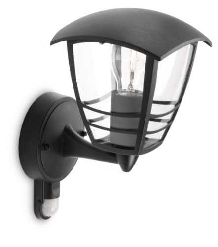 Philips myGarden Creek Outdoor Wall Light with Motion Sensor (Requires 1 x 60 W E27 Bulb), Black
