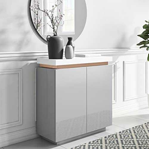 Vivienne Small Grey & White Gloss Sideboard with Copper Inlay