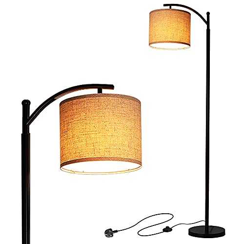 Tomshin-e Led Floor Lamps Classic Arc Energy Saving Standing Lamp with Hanging Lamp Shade and 9W Led Bulb for Living Room Bedroom Office, E26/E27 Socket