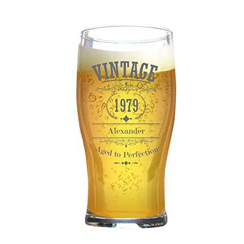 Personalised Birthday Pint Glass Engraved/Legend Year/Tulip/568 Mililiter 20 Ounces/Gift Box