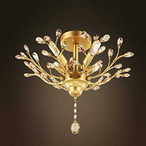 YANQING Durable Ceiling Lights LED Crystal Ceiling Lamp, Fashion Ceiling Light for Bedroom Dining Room, Creative E14 Ceiling Lighting Chandelier Ceiling Lights (Color : Black),Colour:Gold