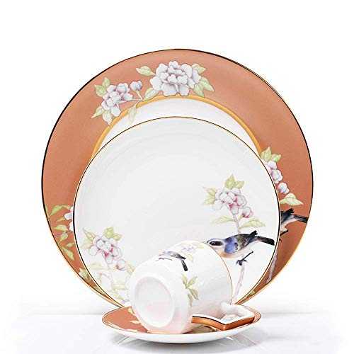 Dinner Plates 4 Piece Tableware Hotel Restaurant Household for Weddings Family Parties Steak Dishes Ceramic Dishes Dinner/Salad/Fruit/Snack Plate (Color : Multi-colored Size : ONE SIZE)