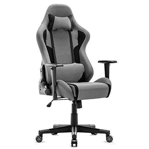 IntimaTe WM Heart Gaming Chair, Ergonomic Fabric Gamer Chair, Breathable Racing Chair for Home Office and Gaming, Office Chair for Adults, Swivel High Back Recliner Computer Desk Chair,Adjustable,Gray