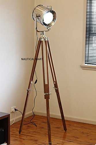 DESIGNER CHROME VINTAGE INDUSTRIAL TRIPOD FLOOR LAMP NAUTICAL SPOT LIGHT FLOOR LAMP by NAUTICALMART