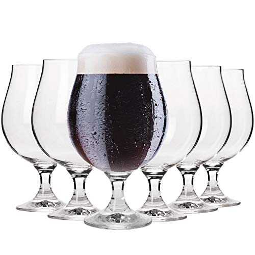 Krosno Dark Ale Stout Beer Glasses | Set of 6 | 500 ML | Elite Collection | Perfect for Home, Restaurants and Parties | Dishwasher and Microwave Safe