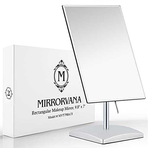 Large Free Standing Mirror for Bathroom Countertop, Dressing Table, Desk and Bedroom Vanity - True Frameless Face Mirror For Makeup and Shaving - 25 x 18cm