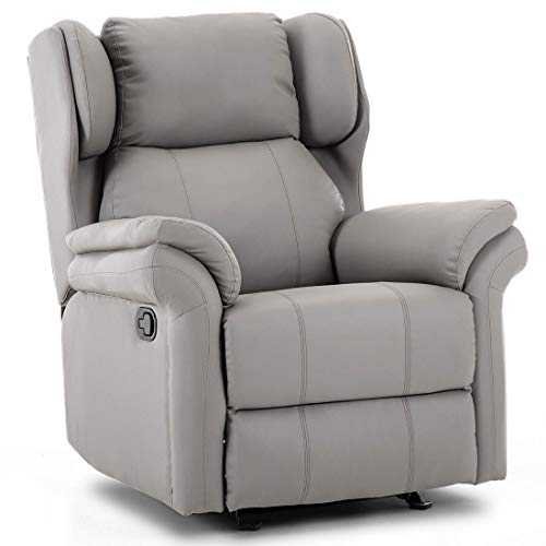 More4Homes OAKFORD WINGED RECLINER CHAIR ROCKING GAMING ARMCHAIR BONDED LEATHER (Grey)