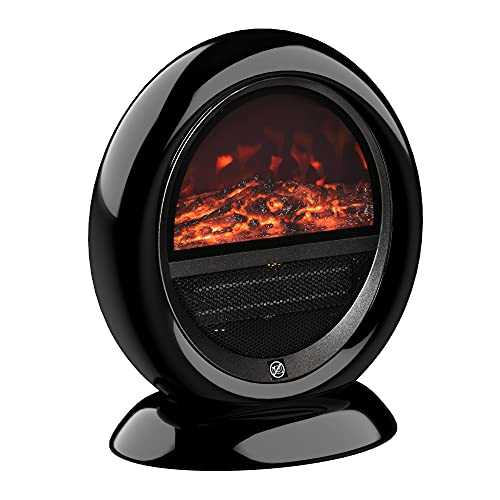 HOMCOM Free standing Electric Fireplace Heater with Realistic Flame Effect, Rotatable Head, Overheating Protection, 1500W, Black