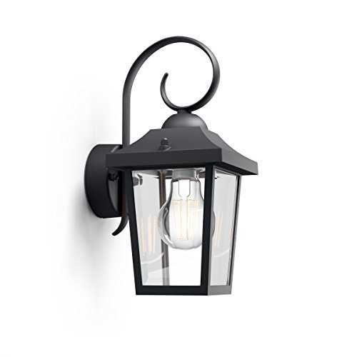 Philips myGarden Buzzard Vintage Wall Lantern, for Outdoor, Home, Garden Lighting. [Black} Requires 1 x 60W E27 Bulb