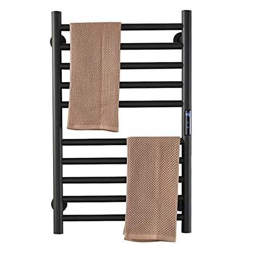 Towel Warmer, Electric Black Heated Towel Drying Rack with Touch Timer, 304 Stainless Steel Electric Heated Towel Rail Radiator for Bathroom, Wall Mounted, 720X150x120mm,Hardwired (Hardwired )