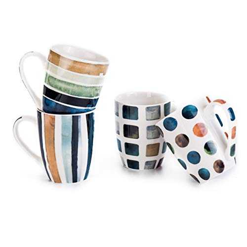 Set of 4 340ML/11.5oz Marble Patterns Coffee Mugs, Ceramic Tea Cup Set.