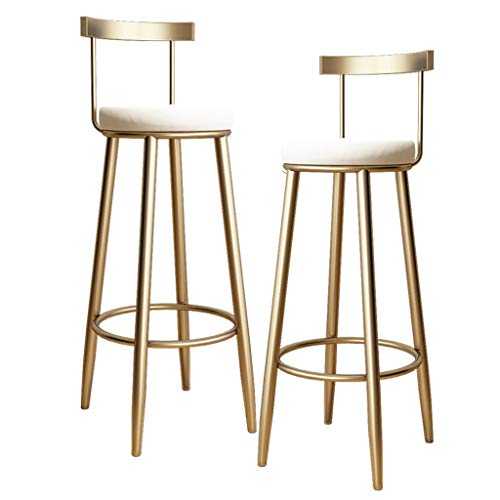 Counter Height Barstools with Backrest High Stool Wrought Iron Bar Stool Gold Metal Leg Velvet Cushion, Kitchen Breakfast Chair Footrest for Bistro Pub Dining Room Coffee
