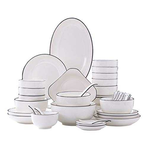 SPNEC 46 pieces Porcelain Tableware Set Home Bowl Japanese Style Simple 8-10 People Ceramic Korean Wedding Gift Set