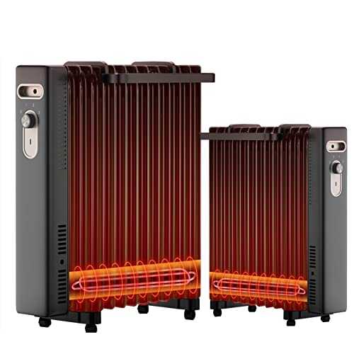XXG-GAME Oil Radiator - Humidifier Bedroom Living Room Study ，radiator With 13 Ribs, 3 Heating Levels, Adjustable Thermostat, Turbo Fan And Safety Shutdown Function (Color : Black)