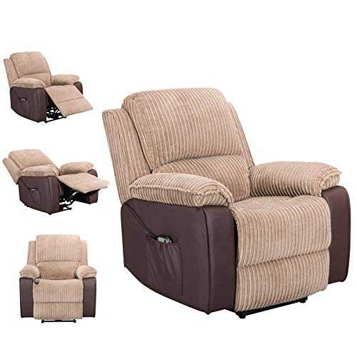 WestWood Fabric Electric Recliner Sofa Upholstered Modern Faux Leather Reclining Armchair Lounge Home Cinema Chair WW-RS-06 Brown
