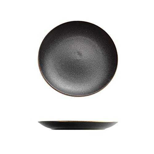 sararui Dinner Plates Large Ceramic Serving Plate, Black Matte Glaze Steak, Pasta Plate, Round Dinner Plate Suitable for Family and Restaurant Plate Set (Size : 2pack)
